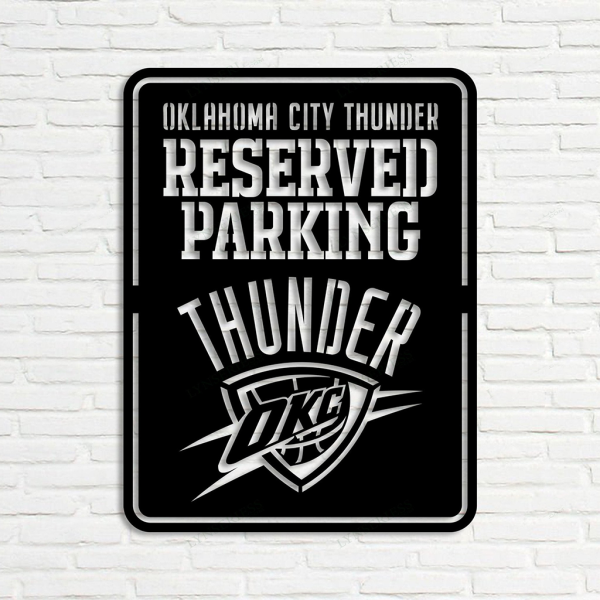 Personalized Oklahoma City Thunder Reserved Parking Sign NBA Basketball Wall Decor Gift for Fan Custom Metal Sign