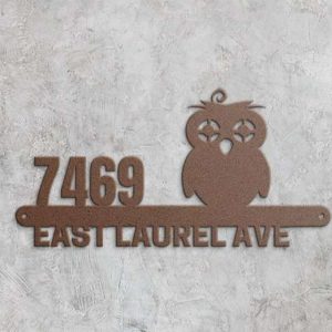 Personalized Owl Address Sign Owl Lover House Number Plaque Custom Metal Sign