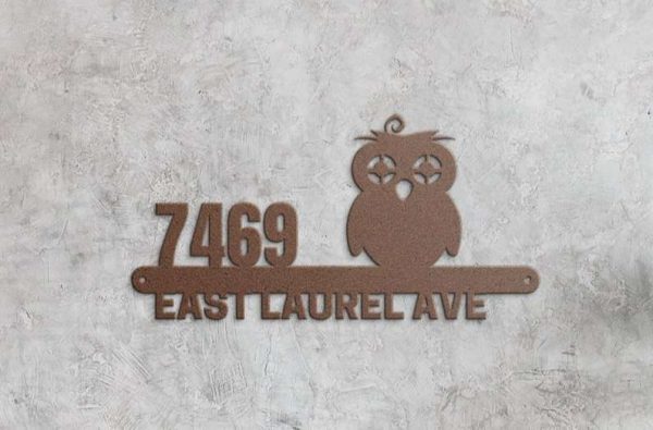 Personalized Owl Address Sign Owl Lover House Number Plaque Custom Metal Sign