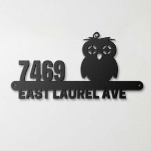 Personalized Owl Address Sign Owl Lover House Number Plaque Custom Metal Sign