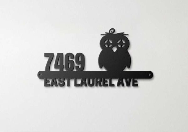 Personalized Owl Address Sign Owl Lover House Number Plaque Custom Metal Sign