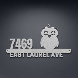 Personalized Owl Address Sign Owl Lover House Number Plaque Custom Metal Sign 3