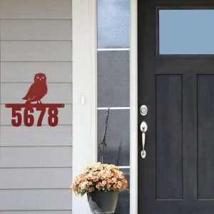 Personalized Owl Silhouette Address Sign House Number Plaque Custom Metal Sign 2