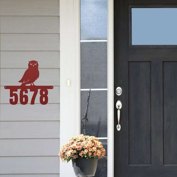 Personalized Owl Silhouette Address Sign House Number Plaque Custom Metal Sign