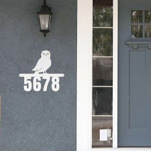 Personalized Owl Silhouette Address Sign House Number Plaque Custom Metal Sign 3