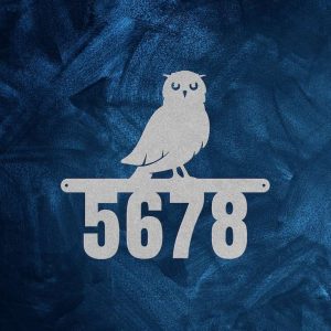 Personalized Owl Silhouette Address Sign House Number Plaque Custom Metal Sign 4