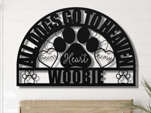 Personalized Paw Print Dog Memorial Sign Yard Stakes All Dogs Go To Heaven Forever In My Heart Pet Custom Metal Sign