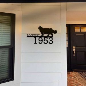 Personalized Persian Furry Cat Address Sign Persian House Number Plaque Custom Metal Sign 1