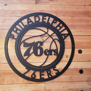 Personalized Philadelphia 76ers Logo Sign V2 NBA Basketball Wall Decor Gift for Fan Custom Metal Sign