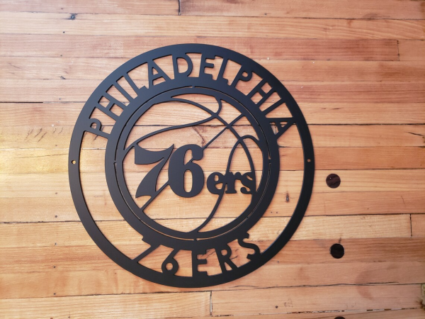 Personalized Philadelphia 76ers Logo Sign V2 NBA Basketball Wall Decor Gift for Fan Custom Metal Sign