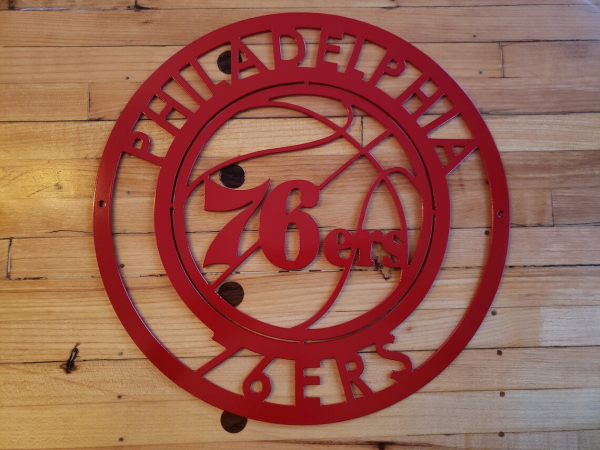 Personalized Philadelphia 76ers Logo Sign V2 NBA Basketball Wall Decor Gift for Fan Custom Metal Sign