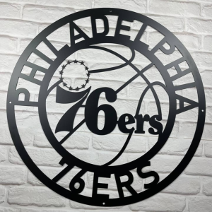 Personalized Philadelphia 76ers Logo Sign V5 NBA Basketball Wall Decor Gift for Fan Custom Metal Sign