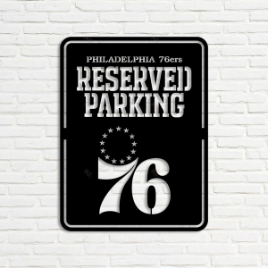 Personalized Philadelphia 76ers Reserved Parking Sign NBA Basketball Wall Decor Gift for Fan Custom Metal Sign 1
