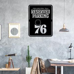Personalized Philadelphia 76ers Reserved Parking Sign NBA Basketball Wall Decor Gift for Fan Custom Metal Sign 2