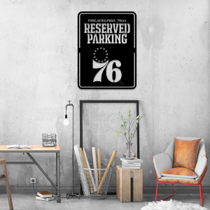 Personalized Philadelphia 76ers Reserved Parking Sign NBA Basketball Wall Decor Gift for Fan Custom Metal Sign 3