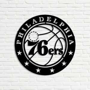 Personalized Philadelphia 76ers Sign V9 NBA Basketball Wall Decor Gift for Fan Custom Metal Sign 1