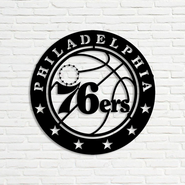 Personalized Philadelphia 76ers Sign V9 NBA Basketball Wall Decor Gift for Fan Custom Metal Sign
