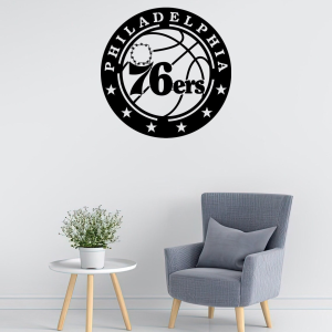 Personalized Phladelphia 76ers Logo Sign V7 NBA Basketball Wall Decor Gift for Fan Custom Metal Sign