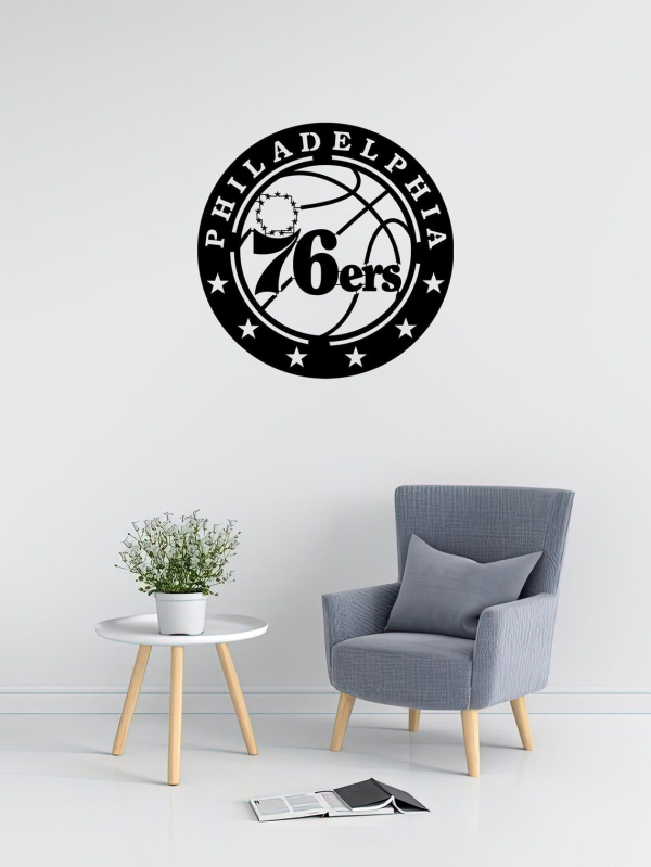 Personalized Phladelphia 76ers Logo Sign V7 NBA Basketball Wall Decor Gift for Fan Custom Metal Sign