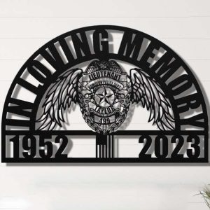 Personalized Police Law Enforcement Badge Memorial Sign Yard Stakes Police Grave Marker Cemetery Decor Custom Metal Sign