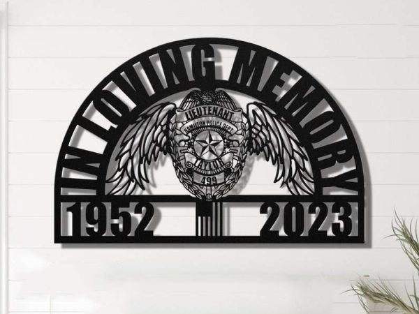 Personalized Police Law Enforcement Badge Memorial Sign Yard Stakes Police Grave Marker Cemetery Decor Custom Metal Sign