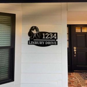 Personalized Sausage Dog Address Sign V2 Dachshund Cute Puppy House Number Plaque Custom Metal Sign 1