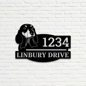 Personalized Sausage Dog Address Sign V2 Dachshund Cute Puppy House Number Plaque Custom Metal Sign 2