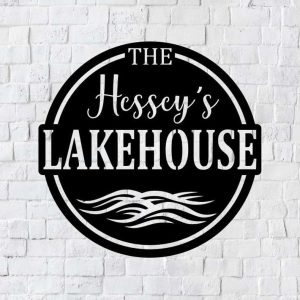 Personalized Cottage Lake House Sign Lakehouse Beach House Home Decor Custom Metal Sign