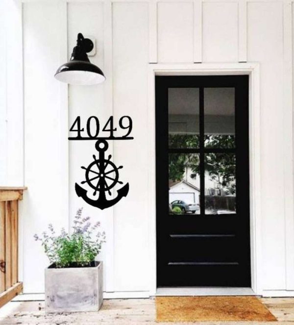Personalized Anchor Address Nautical Sign Lakehouse Beach House Home Decor Custom Metal Sign