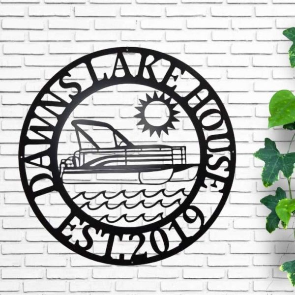 Personalized Boating Pontoon Sign Lakehouse Beach House Home Decor Custom Metal Sign