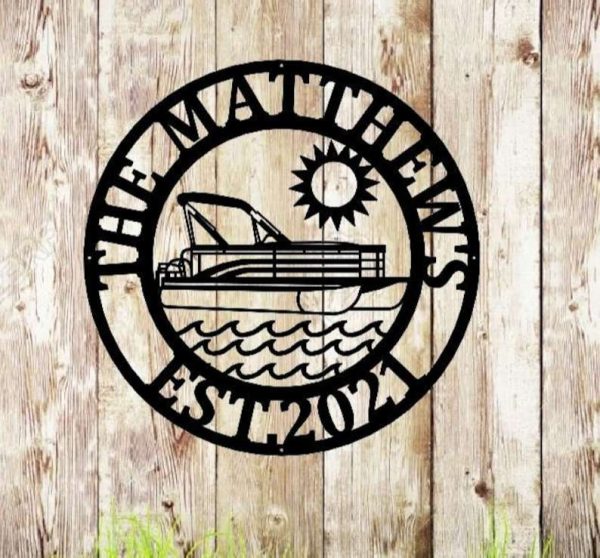 Personalized Boating Pontoon Sign Lakehouse Beach House Home Decor Custom Metal Sign