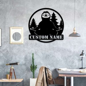 Personalized Sloth Yoga Namaste Yoga Studio Home Decor Custom Metal Sign 2