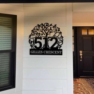 Personalized Tree of Life Address Sign Hippe Peace House Number Plaque Custom Metal Sign