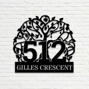 Personalized Tree of Life Address Sign Hippe Peace House Number Plaque Custom Metal Sign 2