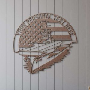 Personalized US Aircraft Carrier Sign Battleship Navy Military Tribute Gift Veteran Day Patriotic Decor Gift Custom Metal Sign 4