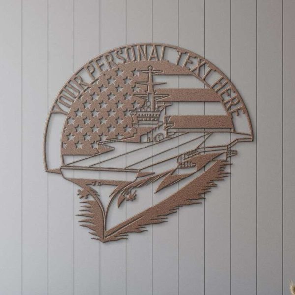 Personalized US Aircraft Carrier Sign Battleship Navy Military Tribute Gift Veteran Day Patriotic Decor Gift Custom Metal Sign