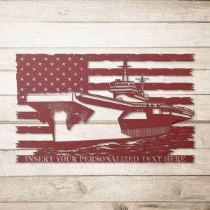 Personalized US Battleship Sign Aircraft Carrier Navy Veteran Day Patriotic Decor Gift Custom Metal Sign 2