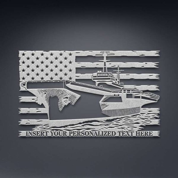 Personalized US Battleship Sign Aircraft Carrier Navy Veteran Day Patriotic Decor Gift Custom Metal Sign