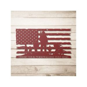 Personalized US Military Flag Sign Army Veteran Day Patriotic Decor Gift Custom Metal Sign 2