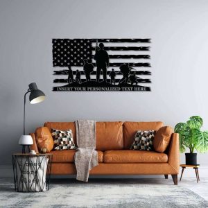 Personalized US Military Flag Sign Army Veteran Day Patriotic Decor Gift Custom Metal Sign 3