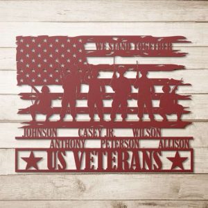 Personalized US Veteran Names Sign US Military Brothers Reunion Veteran Day Patriotic Decor Gift Custom Metal Sign