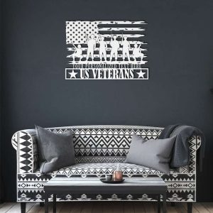 Personalized US Veterans Flag Sign Army Wall Art Portrait Home Of The Free Veteran Day Patriotic Decor Gift Custom Metal Sign 2