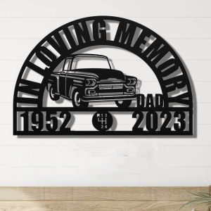 Personalized Vintage Truck Memorial Sign Yard Stakes Trucker Grave Marker Cemetery Decor Custom Metal Sign 1