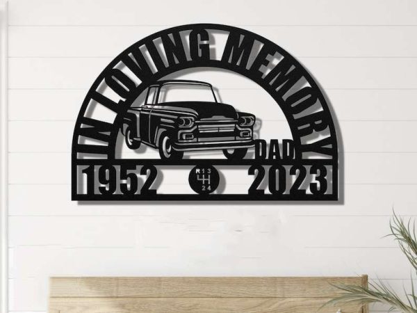 Personalized Vintage Truck Memorial Sign Yard Stakes Trucker Grave Marker Cemetery Decor Custom Metal Sign
