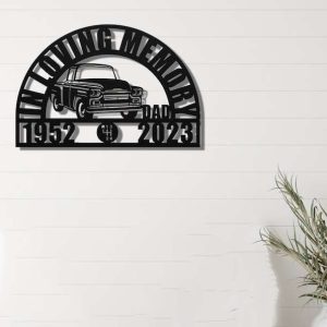 Personalized Vintage Truck Memorial Sign Yard Stakes Trucker Grave Marker Cemetery Decor Custom Metal Sign