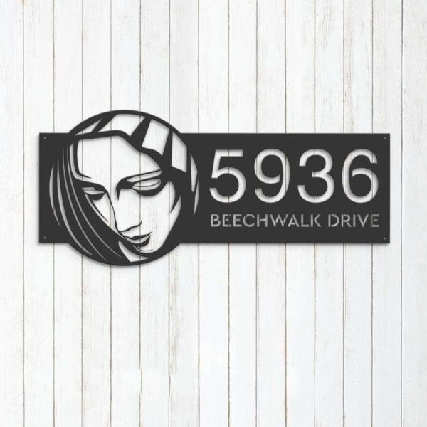 Personalized Virgin Mary Christian Address Sign House Number Plaque Custom Metal Sign