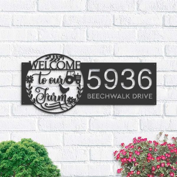 Personalized Welcome to Our Farm Address Sign Farm House Number Plaque Custom Metal Sign