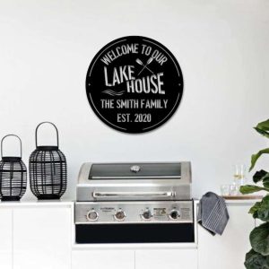 Personalized Welcome to Our Lake House Paddle Sign Lakehouse Beach House Home Decor Custom Metal Sign 3