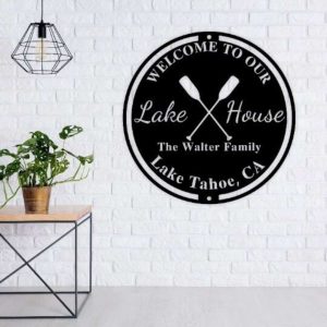 Personalized Welcome to Our Lake House Sign Lakehouse Beach House Home Decor Custom Metal Sign 2