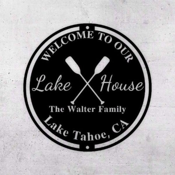 Personalized Welcome to Our Lake House Sign Lakehouse Beach House Home Decor Custom Metal Sign